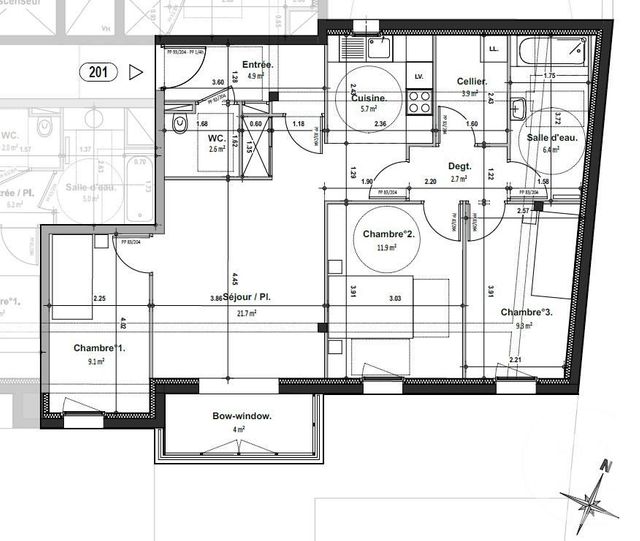 Appartement F4 à vendre - 4 pièces - 82.2 m2 - THIAIS - 94 - ILE-DE-FRANCE - Century 21 A.A.R.S. Immo