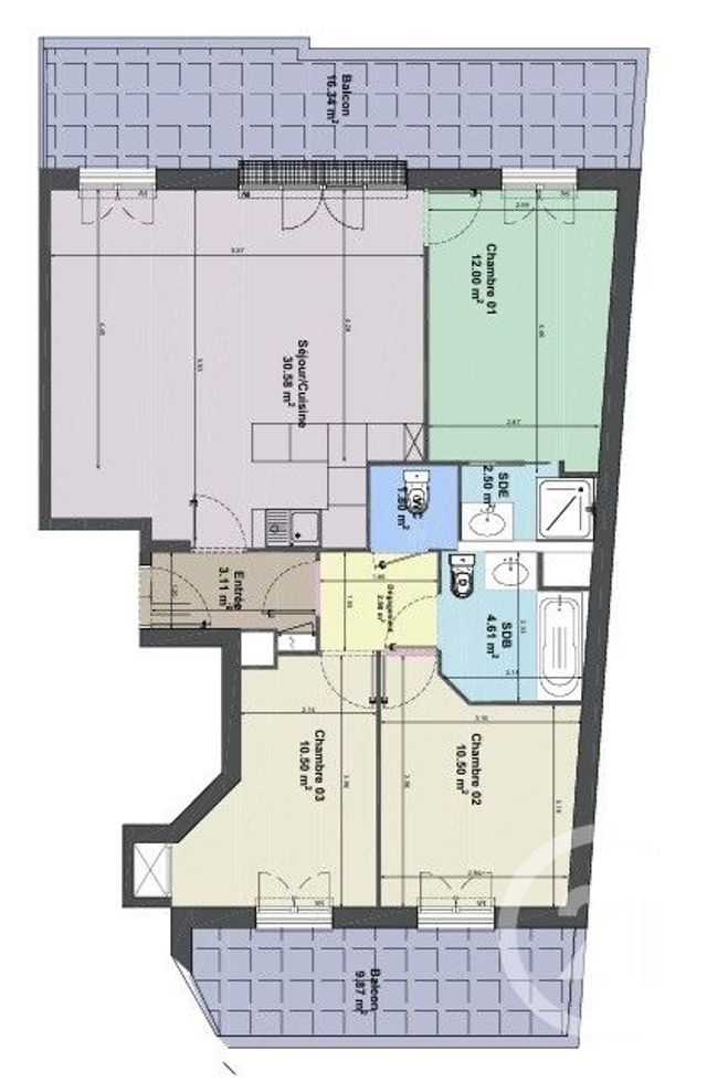Appartement F4 à vendre - 4 pièces - 78.5 m2 - THIAIS - 94 - ILE-DE-FRANCE - Century 21 A.A.R.S. Immo