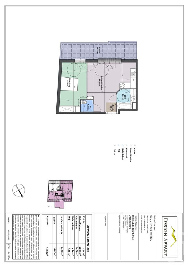 Appartement F2 à vendre - 2 pièces - 44.8 m2 - THIAIS - 94 - ILE-DE-FRANCE - Century 21 A.A.R.S. Immo