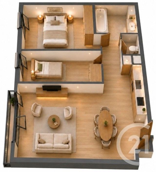 Appartement F3 à vendre - 3 pièces - 60.8 m2 - THIAIS - 94 - ILE-DE-FRANCE - Century 21 A.A.R.S. Immo
