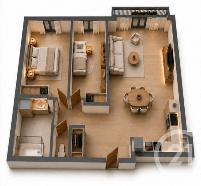 Appartement F3 à vendre - 3 pièces - 63.1 m2 - THIAIS - 94 - ILE-DE-FRANCE - Century 21 A.A.R.S. Immo